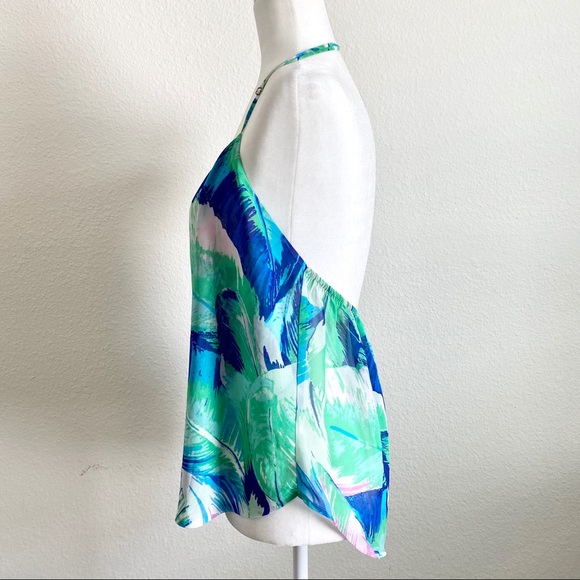 Show Me Your Mumu Tropical Leaf Print Halter Top L - Picture 3 of 6